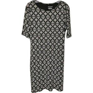 Fair Indigo 100% Organic Pima Cotton T-shirt Dress - Navy/White - L